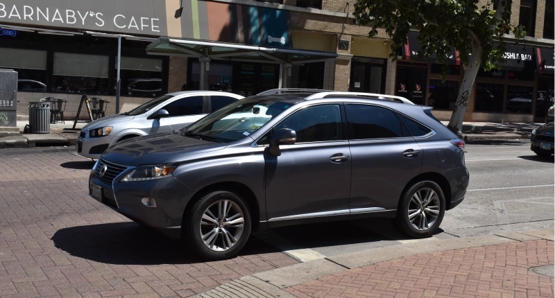 A parked gray Lexus